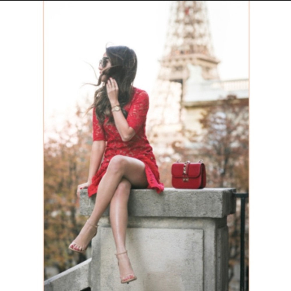 Stores Red Iconic Cut Out Lace Dress